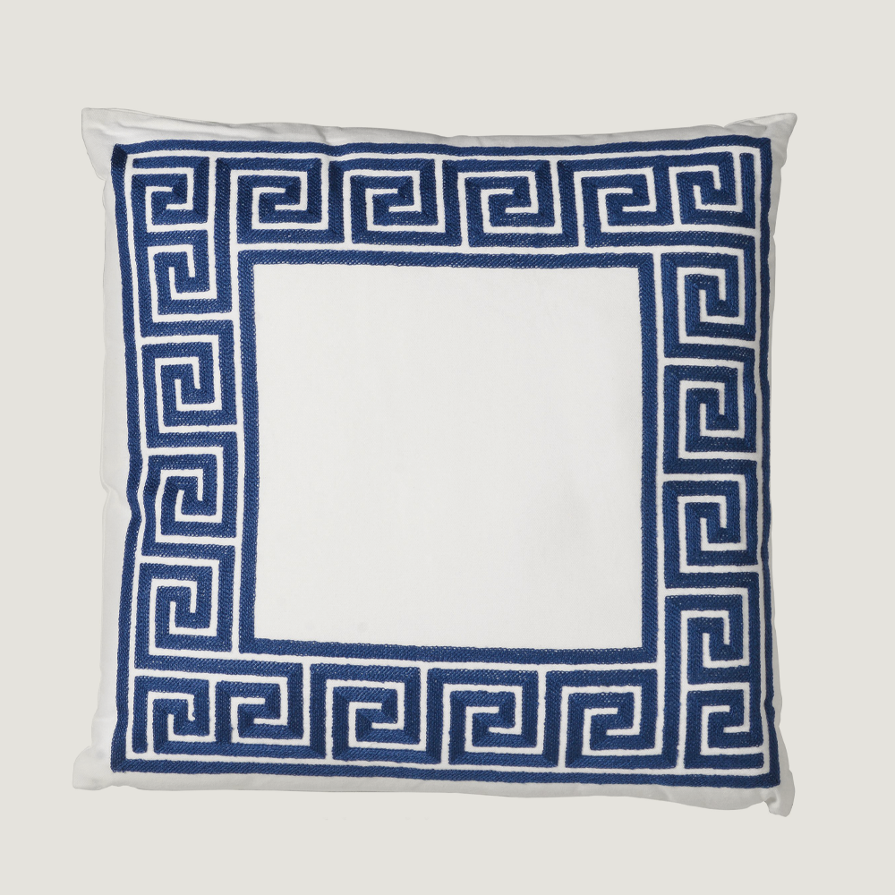 Sapphire Greek Key Luxury Cushion Gill Nono Gill Nono Bespoke