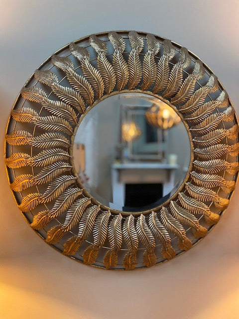 Paradise Gold Feather Mirror